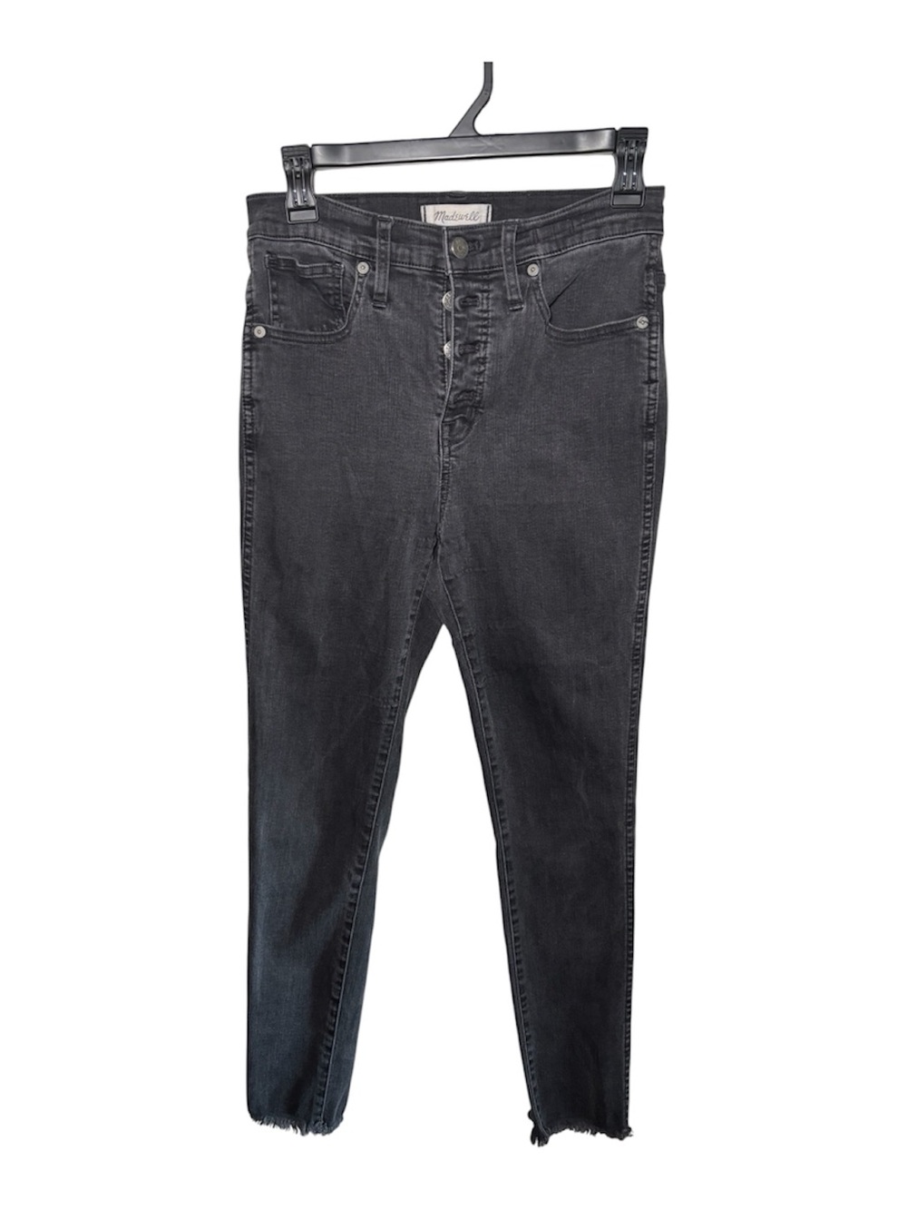 Madewell Black High-Rise Skinny Jeans with Frayed Hem Size 28